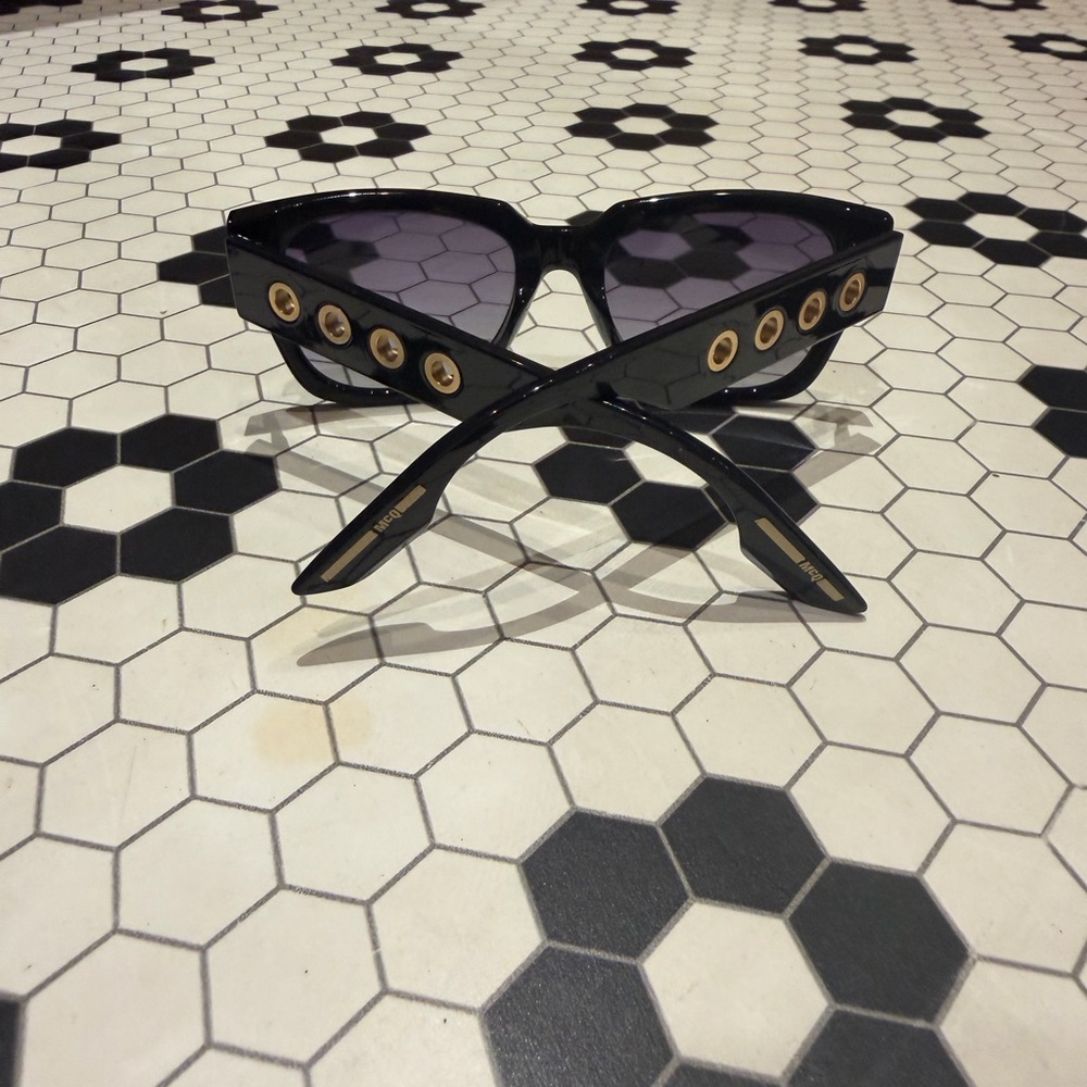 Alexander McQueen black glasses w/gold grommet detail - Picture 3 of 3